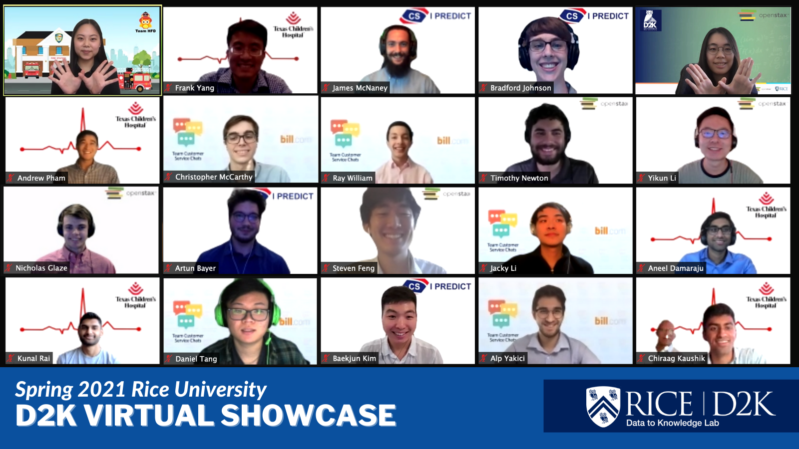 Rice Data to Knowledge Lab Spring 2021 Showcase Winners