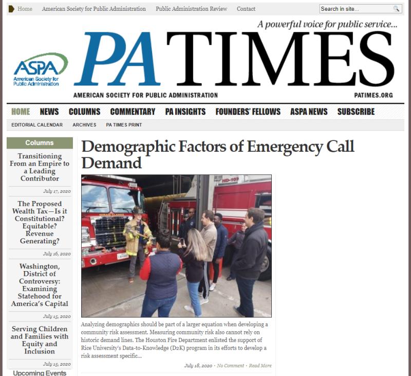 HFD Project featured on PA Times front page